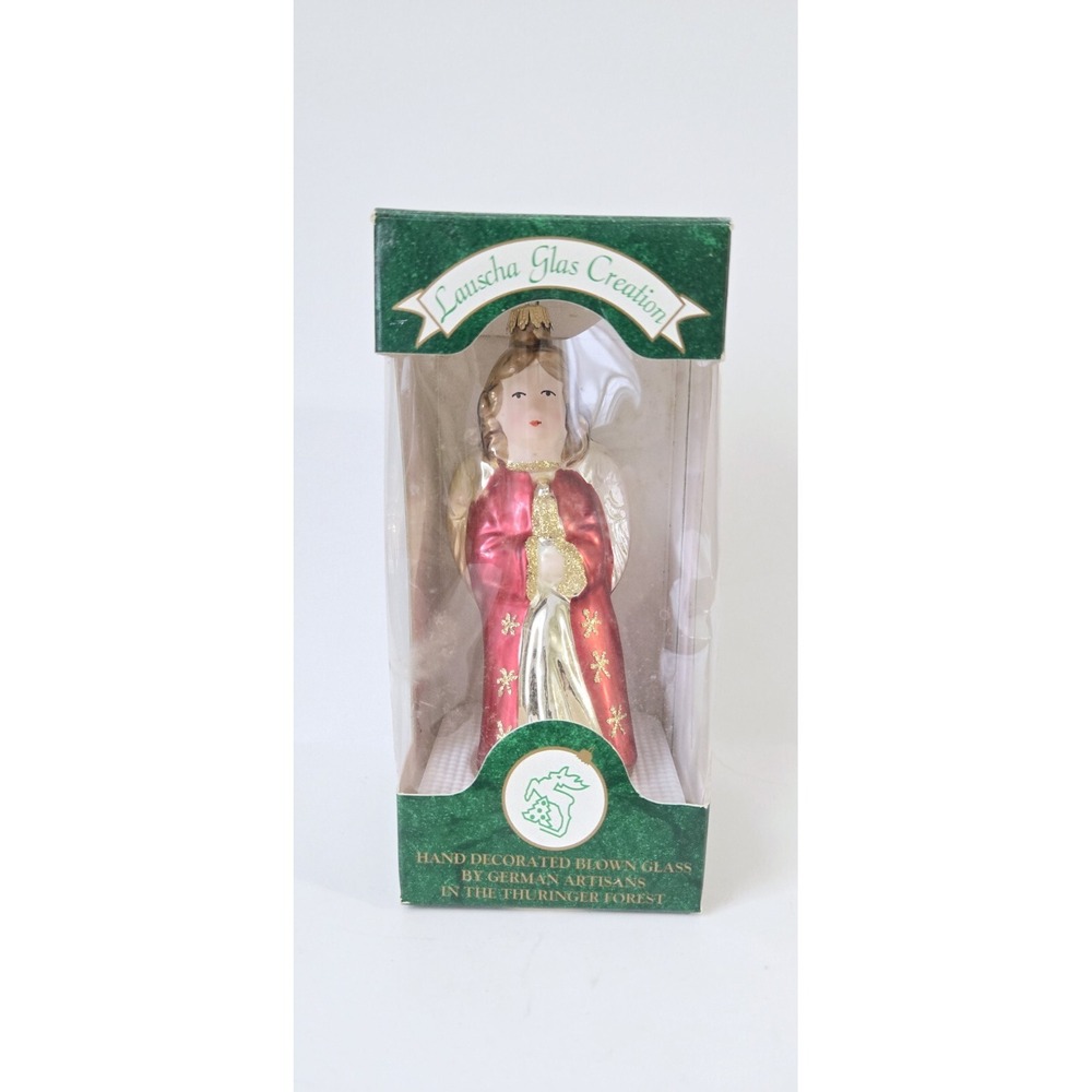 Vintage Lauscha‎ Glass Christmas ornament w/ box angel